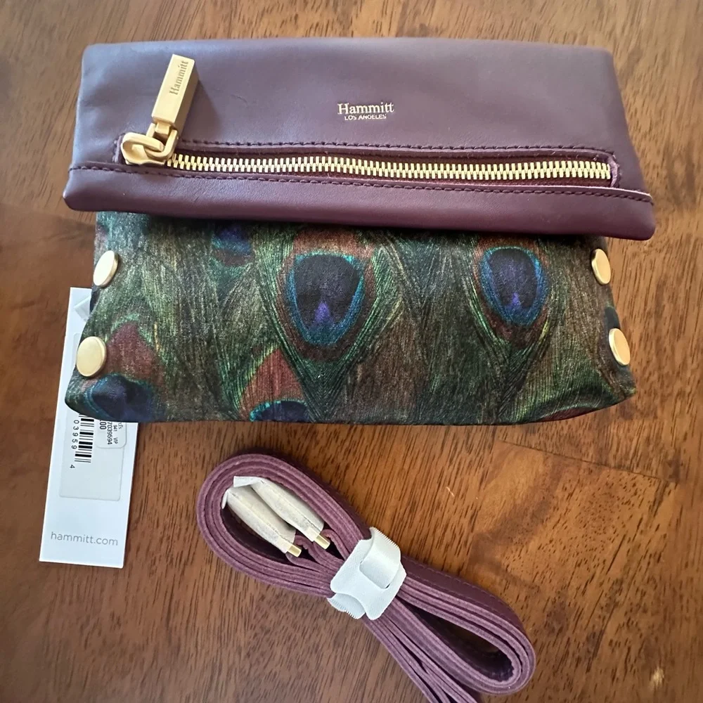 Hammitt burgundy and Green Clutch with Gold Details - Picture 8 of 10